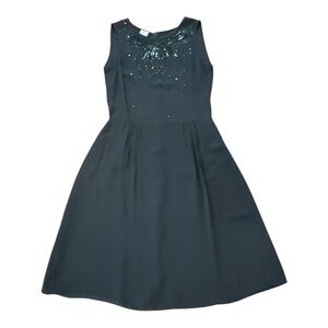 ARMANI COLLEZIONI 2003 Black Silk Blend Embellished Sleeveless Dress Size US 6